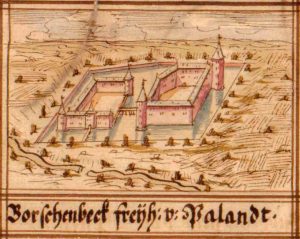 © Copyright (C) reserved | Historisches Archiv der Stadt K | Haus Palandt nach Codex Welser (Hist. Archiv Köln Best. 7101 P 650 Blatt 9V)