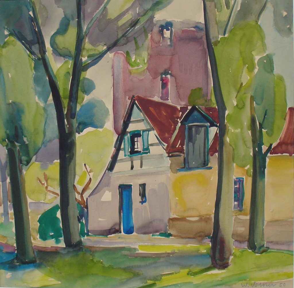 © Will Völker Archiv | An der Burg Erkelenz I, 1950, Aquarell