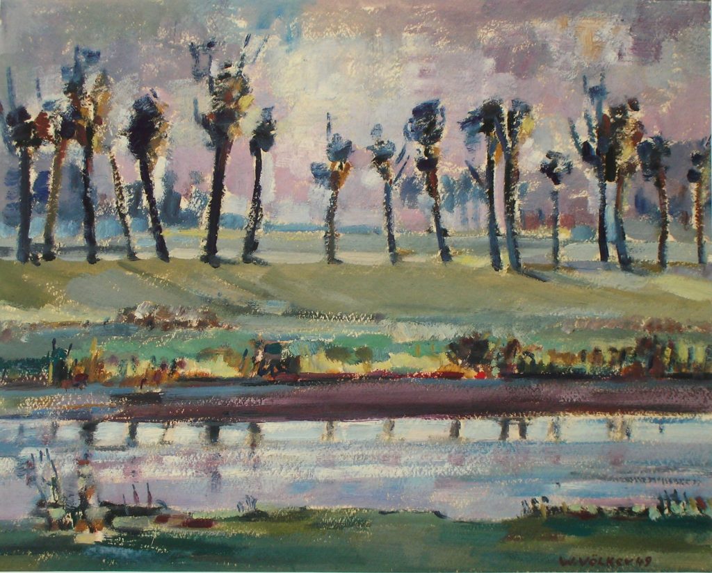 © Will Völker Archiv | Rurlandschaft mit Kopfweiden,1949,40x50cm