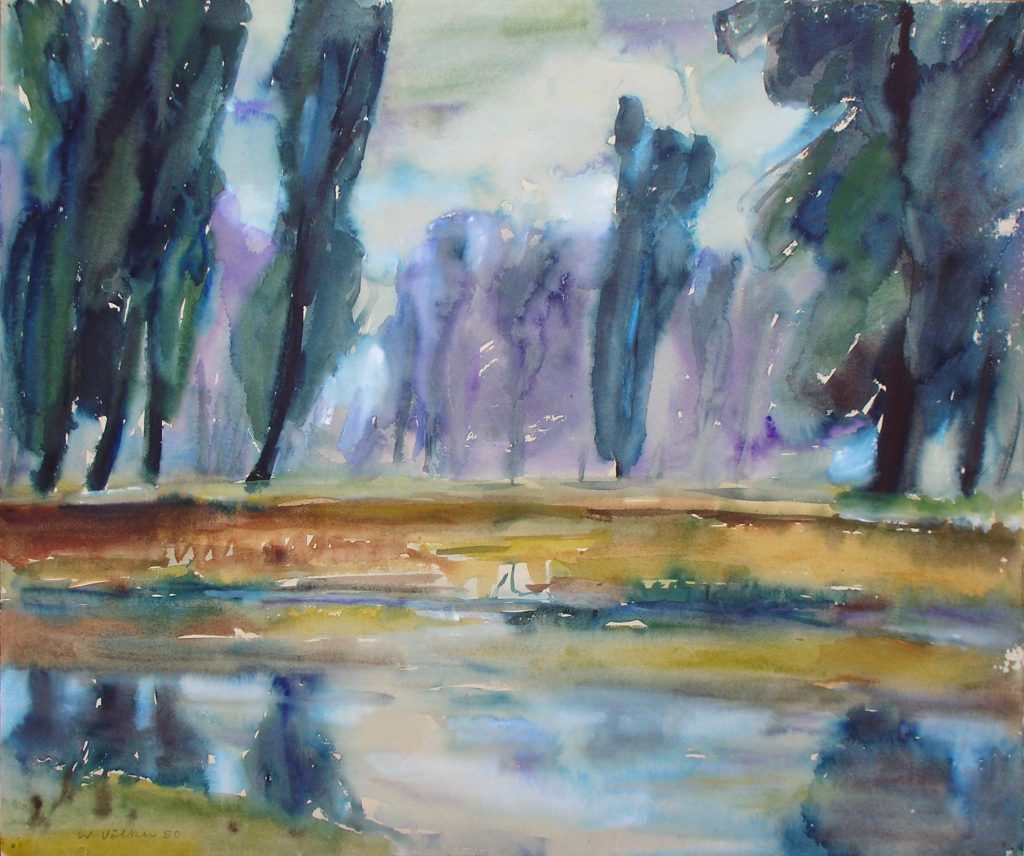 © Will Völker Archiv | Rurlandschaft mit Pappeln,1950