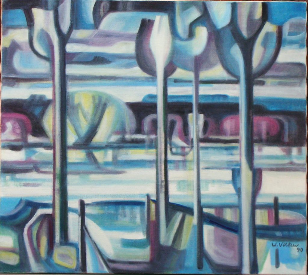 © Will Völker Archiv | Überschwemmung an der Rur,1990, Öl, 80 x 90cm