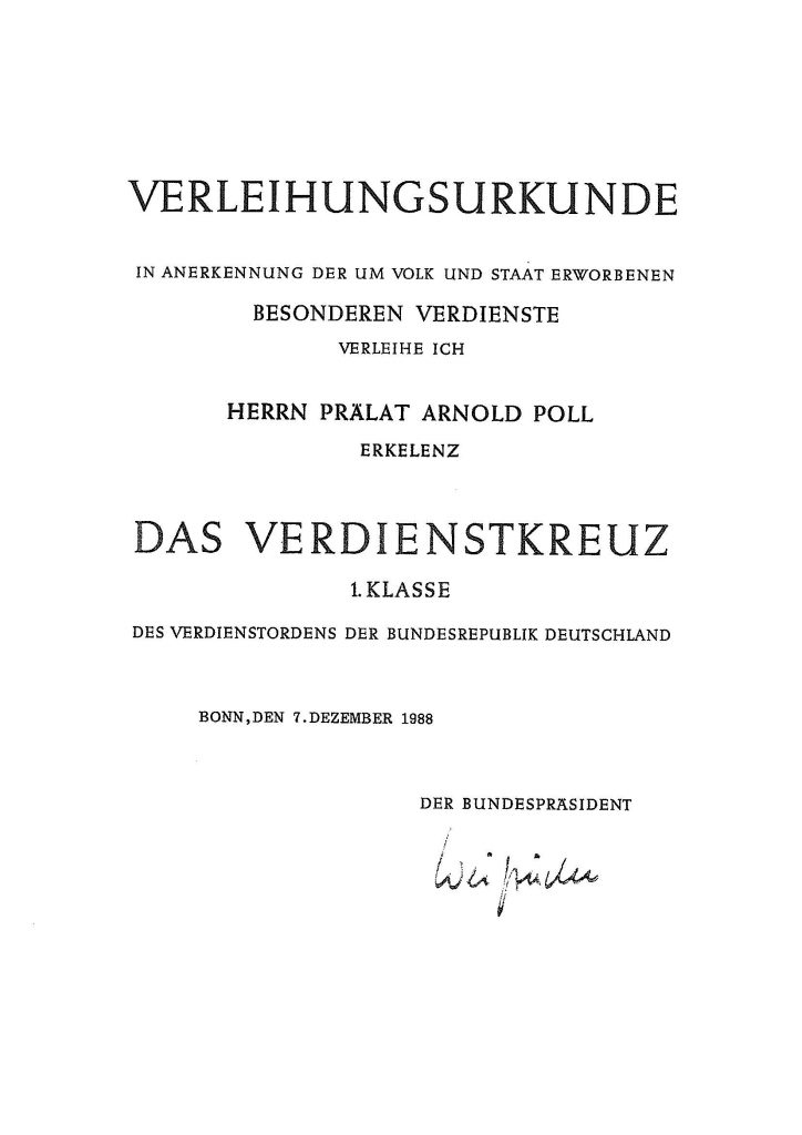 © Stadtarchiv Erkelenz | Praelat Poll Bundesverdienstkreuz