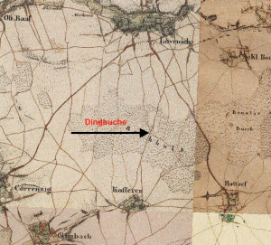 © Land NRW (2019)
Datenlizenz Deutschland – Tim-Online - Version 2.0 (www.govdata.de/dl-de/by-2-0) | Tranchot Karte 1801-1828 Dingbuche