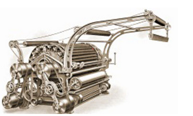 © Archiv Firma Montforts | unbekannt | „Rauhmaschine-fuer-textile-Waren-mit-fuenf-Walzen