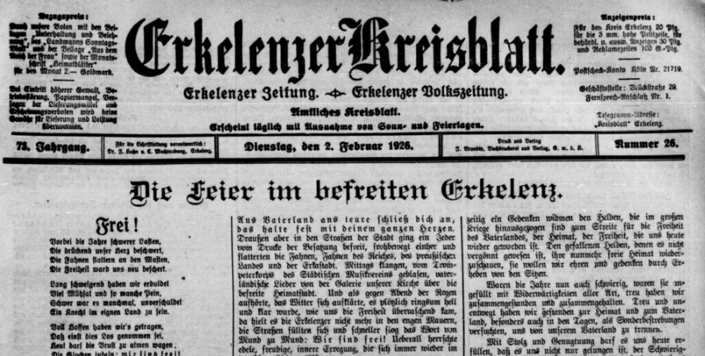 © Zeitpunkt.nrw | Erkelenzer Kreisblatt, 02. Febr. 1926