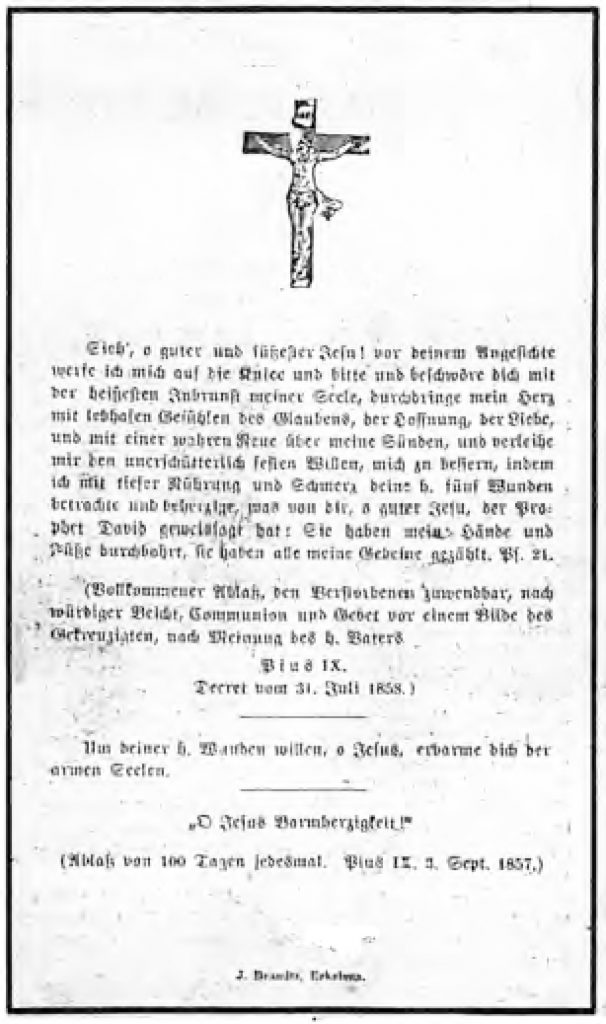 © Privatbesitz | Totenzettel Rückseite