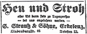 © Erkelenzer Kreisblatt | Zeitungsauschnitte Strauß Ernst_Heu und Stroh 07-07-1923