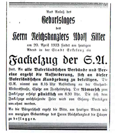 © Archiv Heimatverein | Fackelzug-20.04.1933