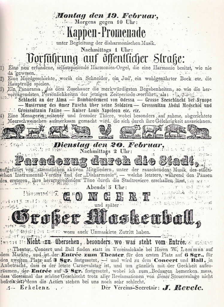 © Stadtarchiv Erkelenz | unbekannt | Kreisblatt 10.02.1855 Kappenzug