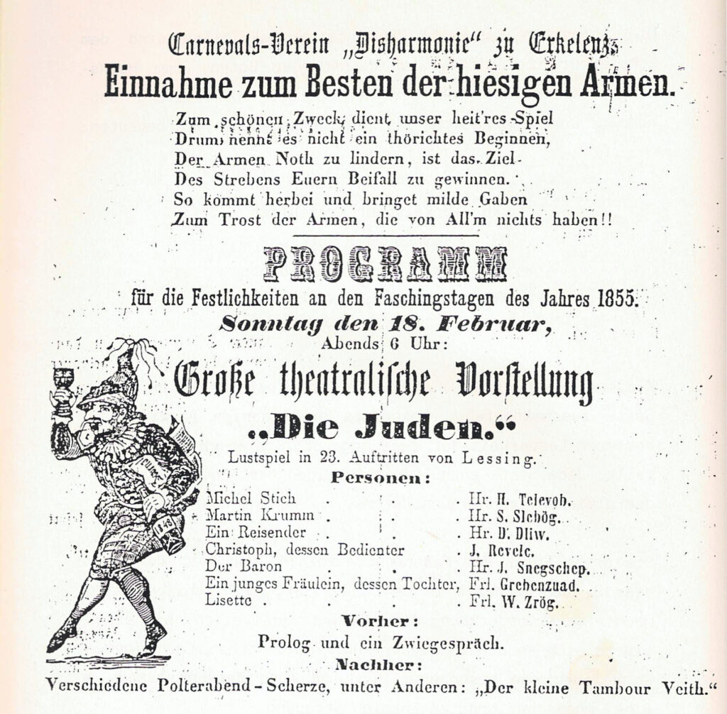© Stadtarchiv Erkelenz | unbekannt | Kreisblatt 10.02.1855Theaterankündigung