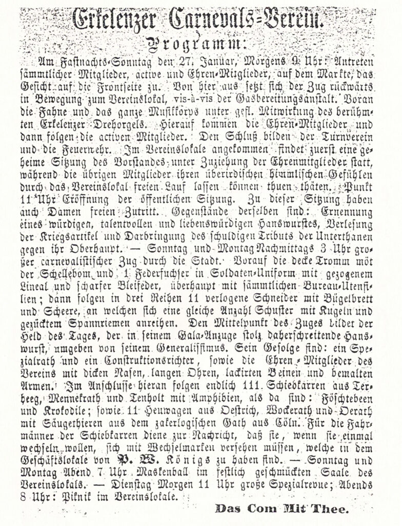 © Stadtarchiv Erkelenz | unbekannt | Kreisblatt 1870 Zeitungsbericht zum Umzug