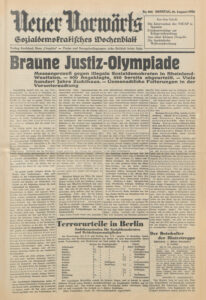 © Stadtarchiv Erkelenz | 1936-08-16-Bericht neuer Vorwärts über Braune Justiz