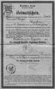 © Dr. Rainer Klügel | 1901-12-23 Heimatschein Königreich Preußen