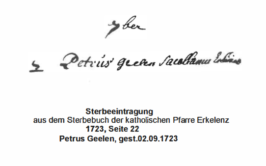 © Archiv Heimatverein | unbekannt | Sterberegistereintrag Petrus Gehlen