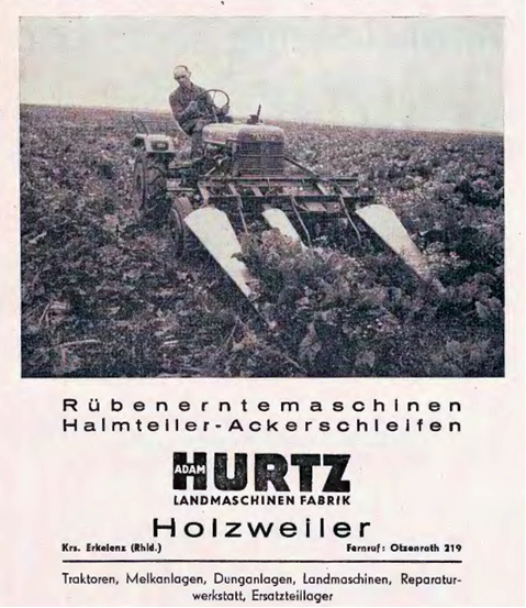 © Heimatverein der Erkelenzer Lande e. V. | Rübenerntemaschine- Anzeige -1955