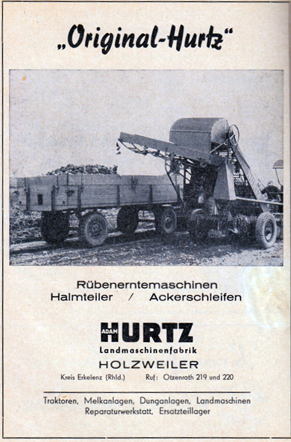 © Heimatverein der Erkelenzer Lande e. V. | | Ruebenerntemaschine Anzeige 1956