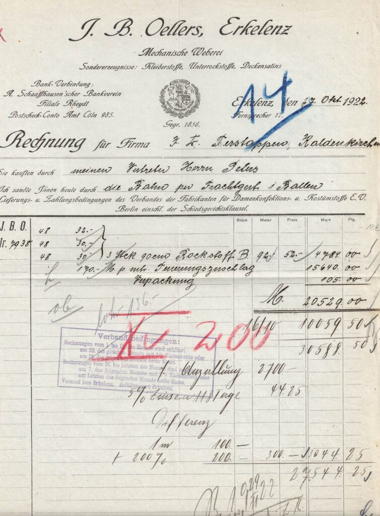 © Archiv Heimatverein | Hubert Rütten | Rechnung_Oellers_1922
