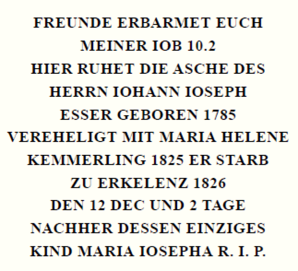 © Heimatverein der Erkelenzer Lande e. V. | Grabkreuz 1827 Inschrift