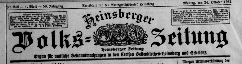 © zeit.punkt NRW | Heinaberger Volkzeitung, 24.10.1932